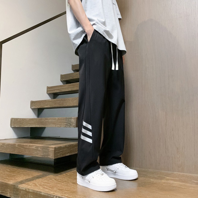 Ice Silk Pants Men's 2025 Summer Loose Thin Casual Sports Pants Boys Match Wide Leg Quick-Drying Str