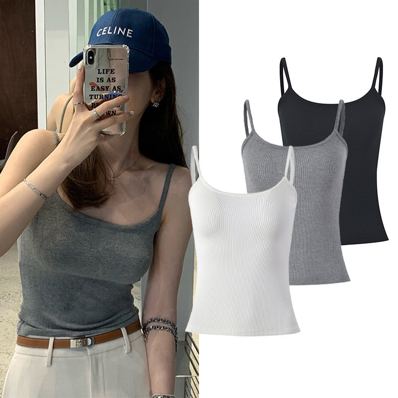 Y8DM 23Spring and Summer New Design Square Neck Camisole for Women, Solid Color Versatile Camisole