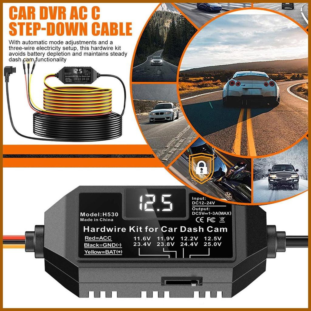 Dash Cam Hardwire 3 dây Dash Cam có màn hình Bảo vệ mạch C Dây cứng cho máy dò Radar yuneavn