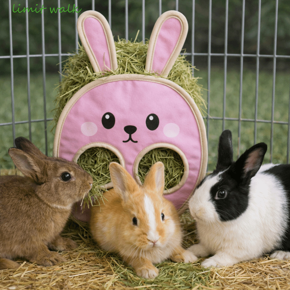 LIMIT WALK Rabbit Hay Túi, Túi đựng thức ăn hình thỏ bị treo, Phim hoạt hình thực tế Chống nhai Hay 