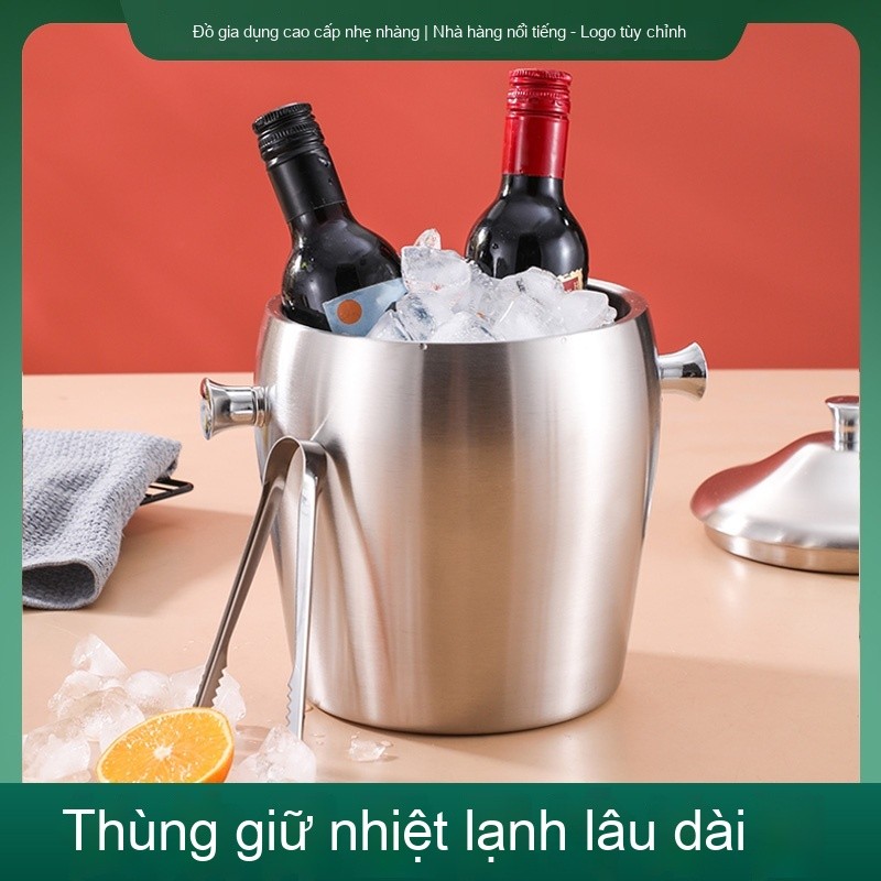 Thùng đá inox hai lớp. Thùng đựng sâm panh cho quán bar KTV. Thùng đựng đá viên.