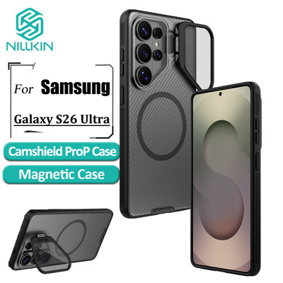 Nillkin TPU + PC Vỏ Điện Thoại Kim Loại Cho Samsung Galaxy S26 Ultra Twill Họa Tiết Ống Kính Máy Ảnh Đứng MagSafe Từ Chống Sốc