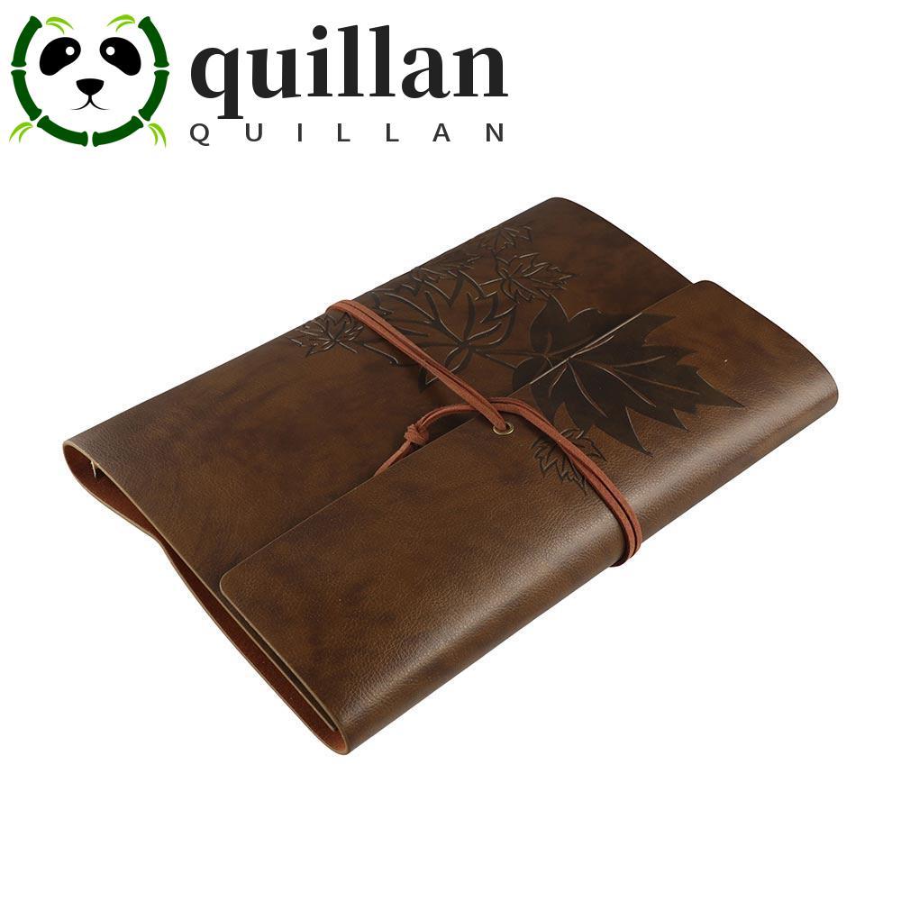 QUILLAN Travelers Vintage Notebook, A7 / A6 / A5 Giấy Kraft PU Da Kraft Notebook, Loose-leaf Noteboo