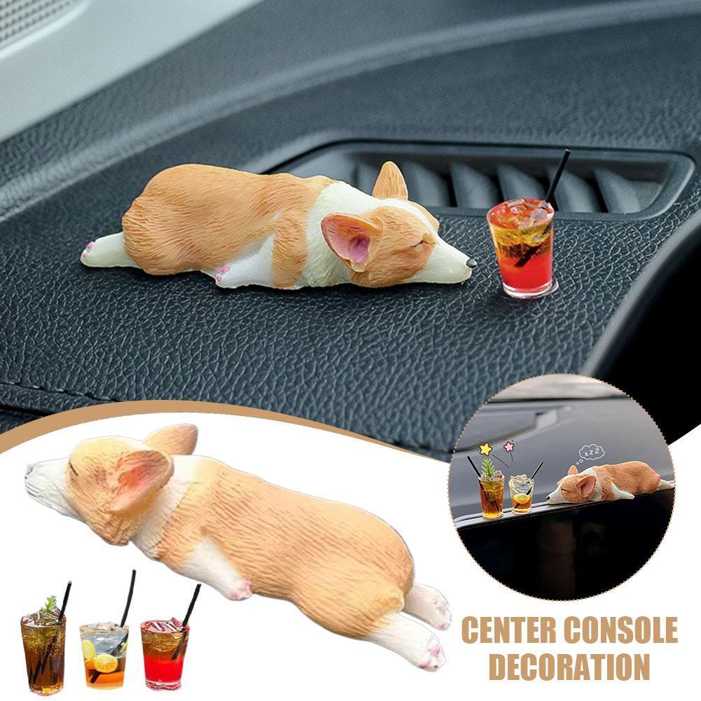 Corgi Phụ Kiện Xe Hơi Nhựa Dễ Thương Ngủ Corgi Hình Bảng Điều Khiển Ô Tô Trang Trí Trung Tâm Thu Nhỏ