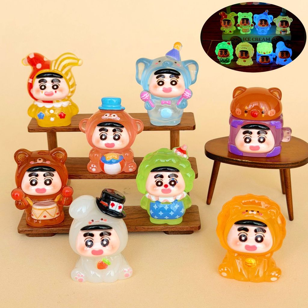8 Chiếc Glow Shin-chan Circus Group 3D Bùa Nhựa Cho DIY (8-326)