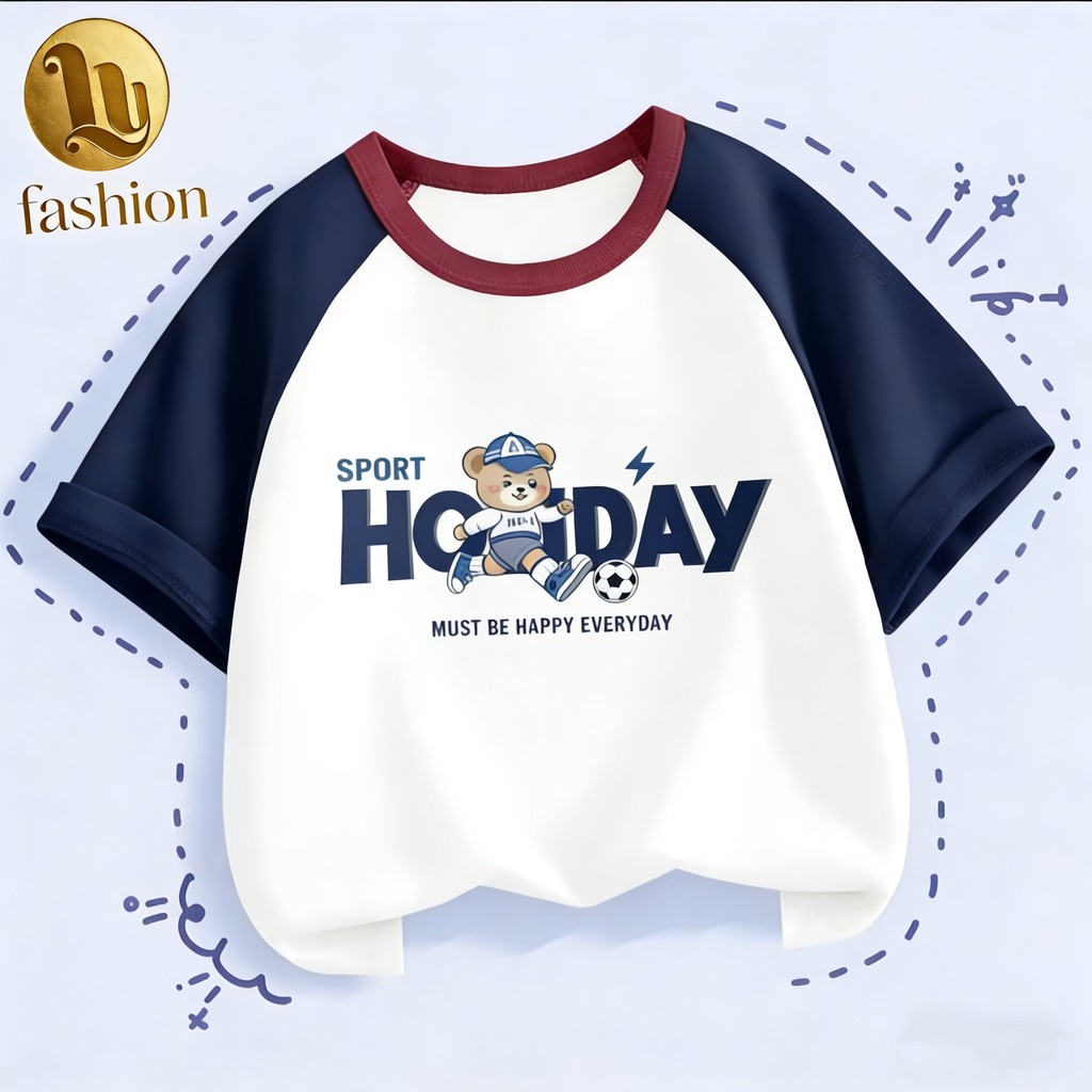 Áo Thun Bé Trai Bé Gái Tay Raglan Ngắn Cotton Thời Trang Trẻ Trung