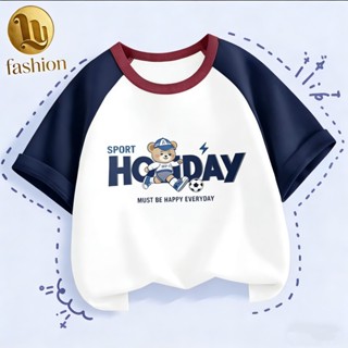 Áo Thun Bé Trai Bé Gái Tay Raglan Ngắn Cotton Thời Trang Trẻ Trung