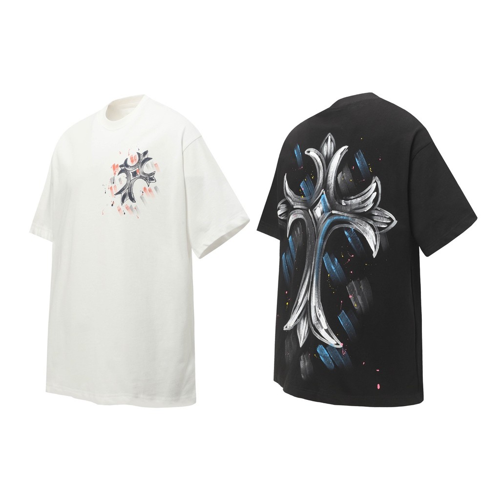 DV3L Chrome Hearts 2026Cross hand-painted print couple's short-sleeve shirt T T-shirt Couple Style