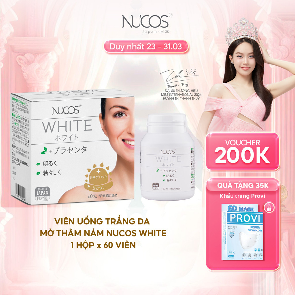 TPBVSK Viên Uống Trắng Da Nucos White Hỗ Trợ Mờ Thâm Nám Sáng Da Chống Nắng [Hộpx60 viên]