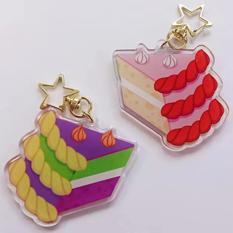 Móc khóa BFDI Battle for Dream Island Yoylecake Cake at Stake Mica Acrylic in 2 mặt trang trí cặp sá