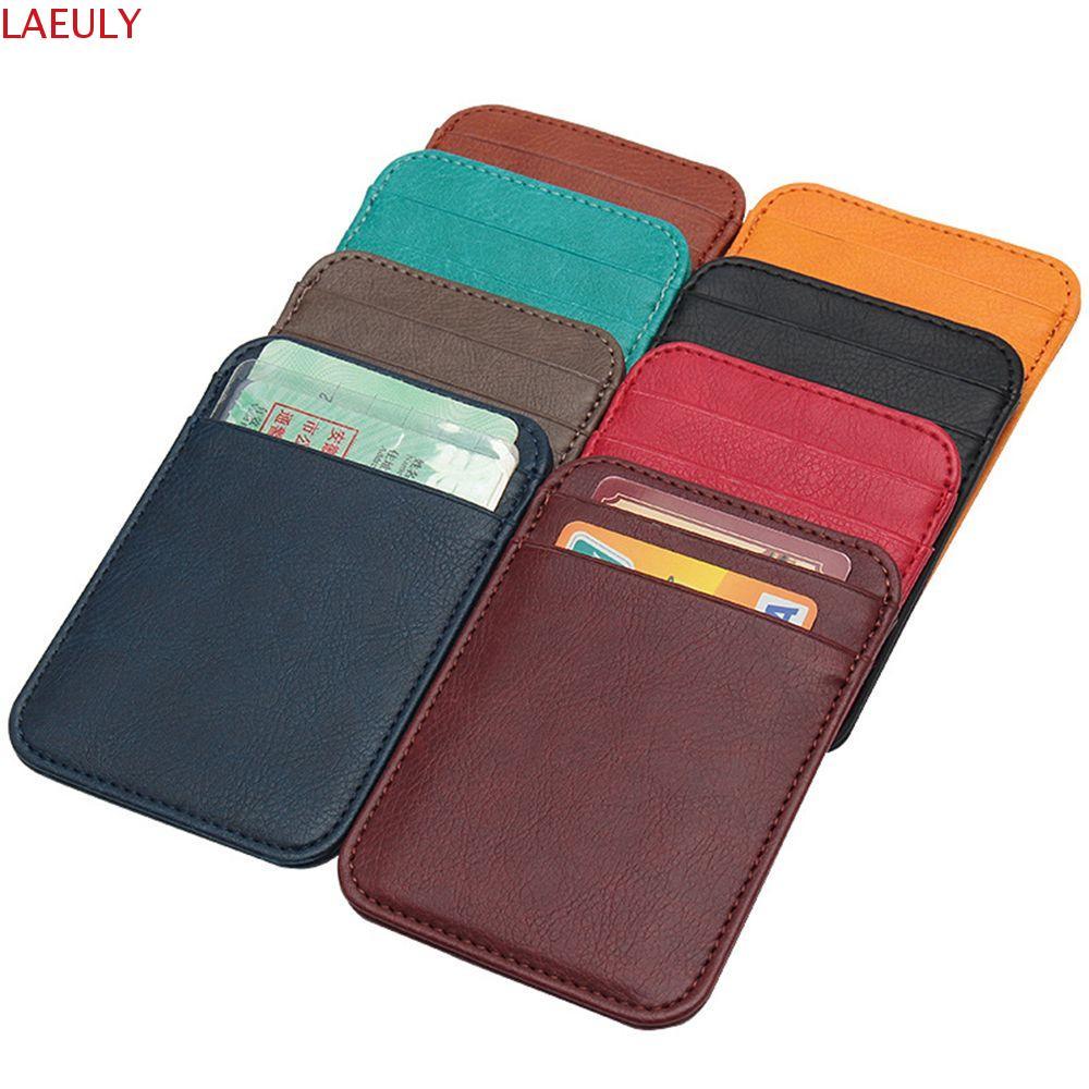 LAEULY Ví Mini Slim Card Case Pu Leather Card Pocket Multi Slot Business Card Cover