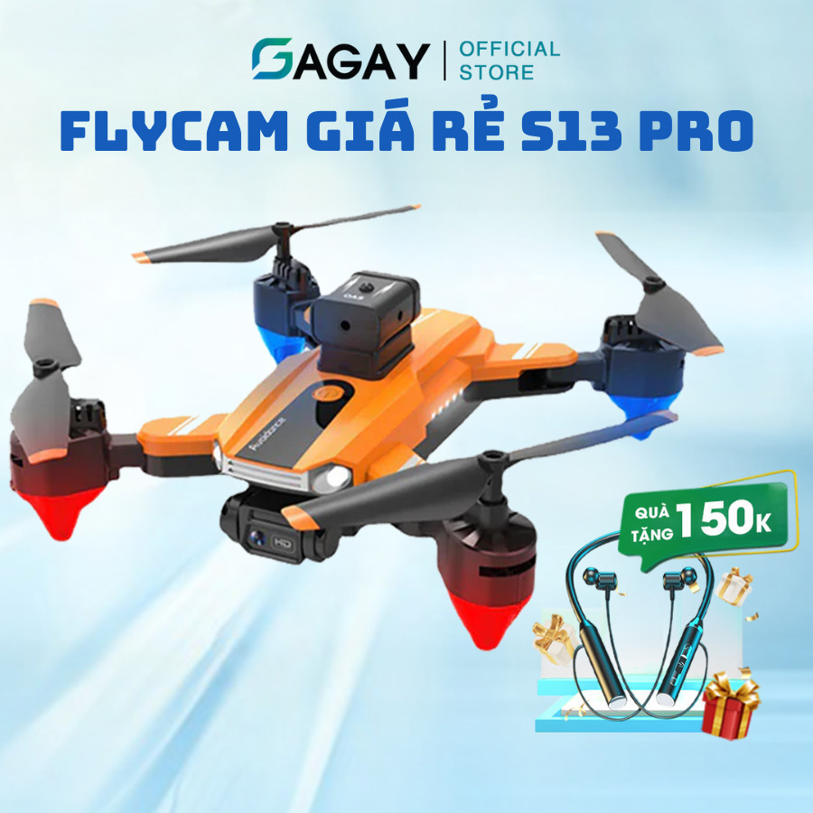 Flycam máy bay điều khiển từ xa S13 pro, cảm ứng va chạm, flycam giá rẻ mini camera kép HD [1]
