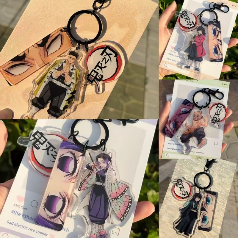 Demon Slayer Acrylic Móc Khóa Mặt Dây Chuyền Kimetsu no Yaiba Muichiro Tokito Shinobu Kocho Genya To