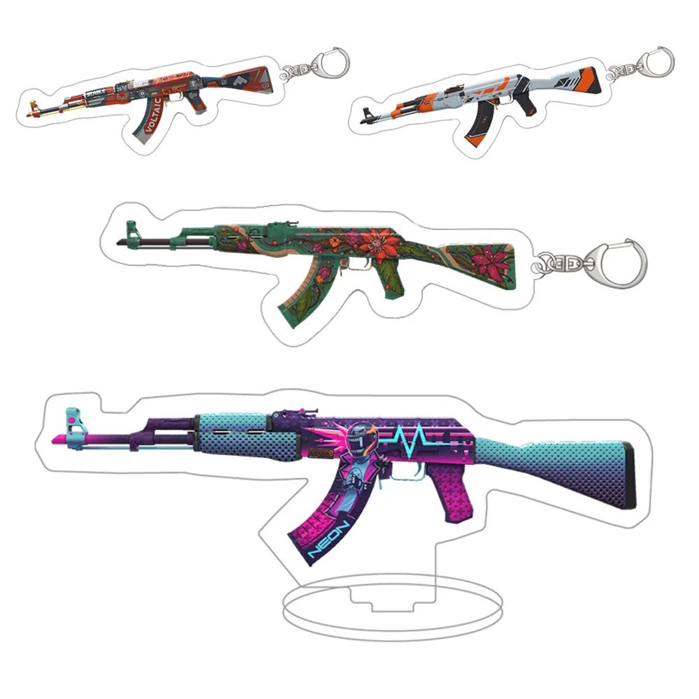 Móc khóa CS2 CSGO mô hình súng AK47 skin Asiimov Inheritance standee mica trang trí bàn máy tính quà
