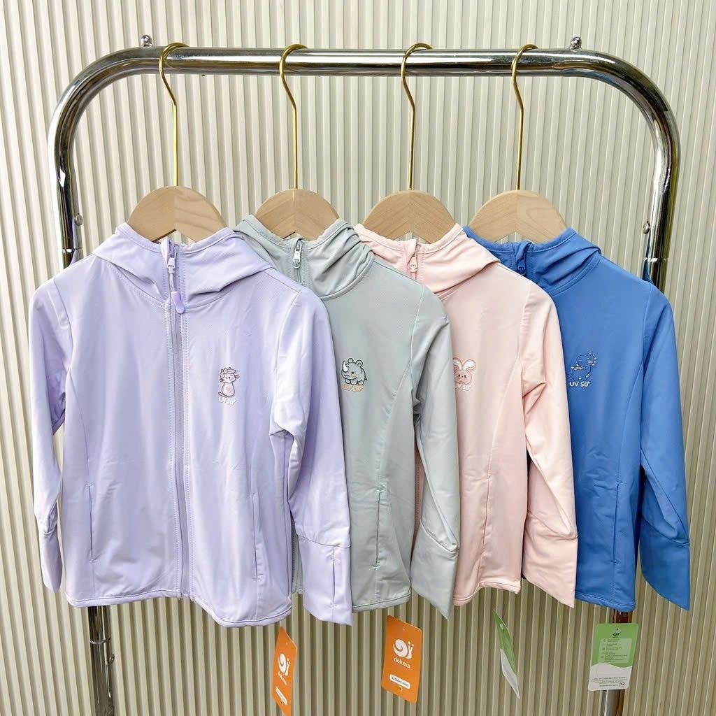 Áo chống nắng cho bé Dokma vải lụa mềm, mát lịm, thoáng khí, chống nắng UPF50+ size 2-5Y (10-18kg)