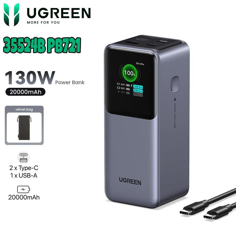Pin Sạc Dự Phòng UGREEN 35524B PB721 Nexode 20000mAh 130W Có Màn Hình LED Hiển Thị 3 Cổng Sạc Nhanh