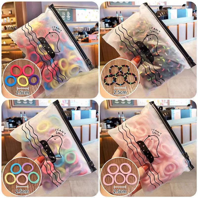 100 Túi Phiên Bản Hàn Quốc Dây Buộc Tóc Đuôi Ngựa Kích Thước Nhỏ Dây Buộc Tóc Không Làm Tổn Thương T