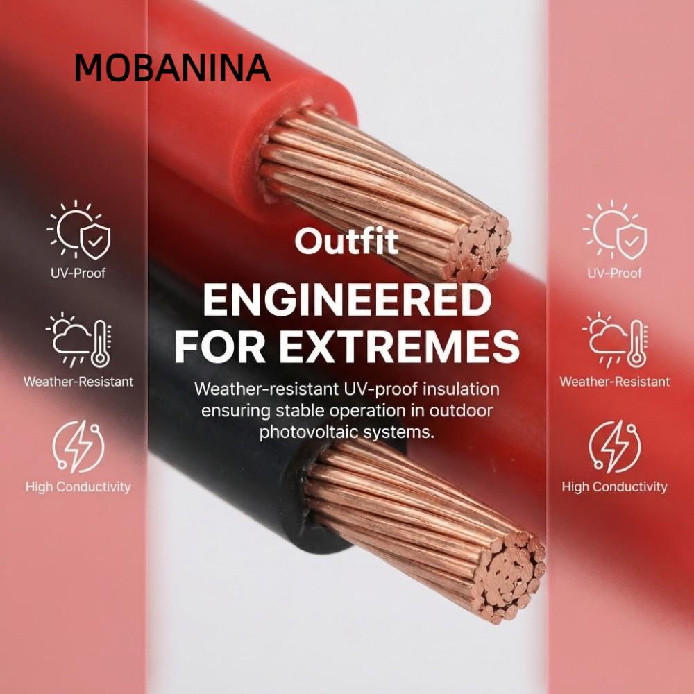 Cáp PV MOBANINA, Dành Cho Đầu Nối MC4 Cáp Chuyên Dụng, Chống Thời Tiết Đáng Tin Cậy Chiều Dài 1m 2.5
