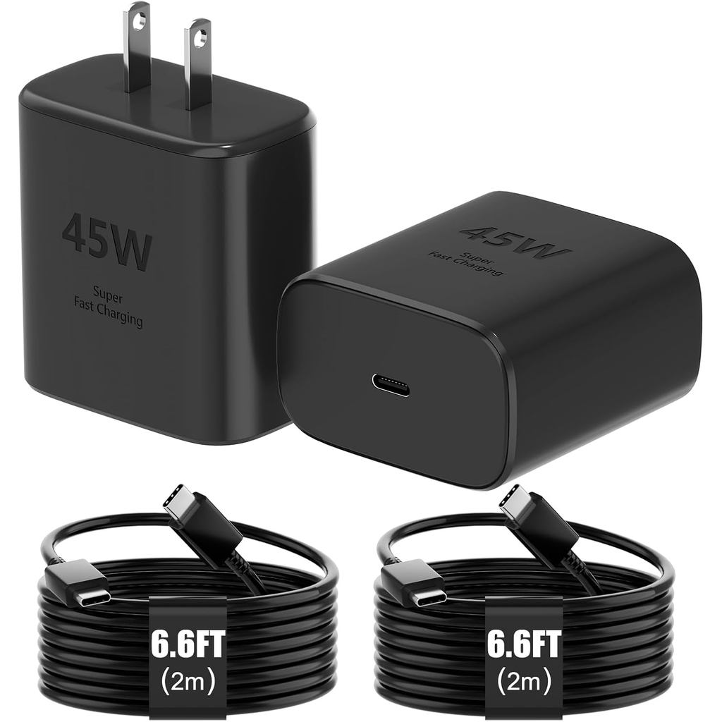 Bộ sạc điện thoại siêu nhanh 45W cho Samsung, Dây sạc điện thoại USB C Android có cáp 6,6ft cho Sams