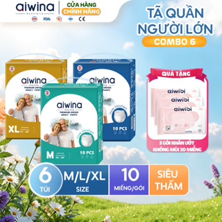 Combo 6 Tã quần người lớn Aiwina siêu thấm hút size M/L/XL túi 10 miếng