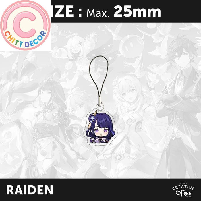 Genshin Impact  - Gantungan HP Akrilik 3mm - Aksesoris Charm Hoyoverse - Raiden, Max 25mm