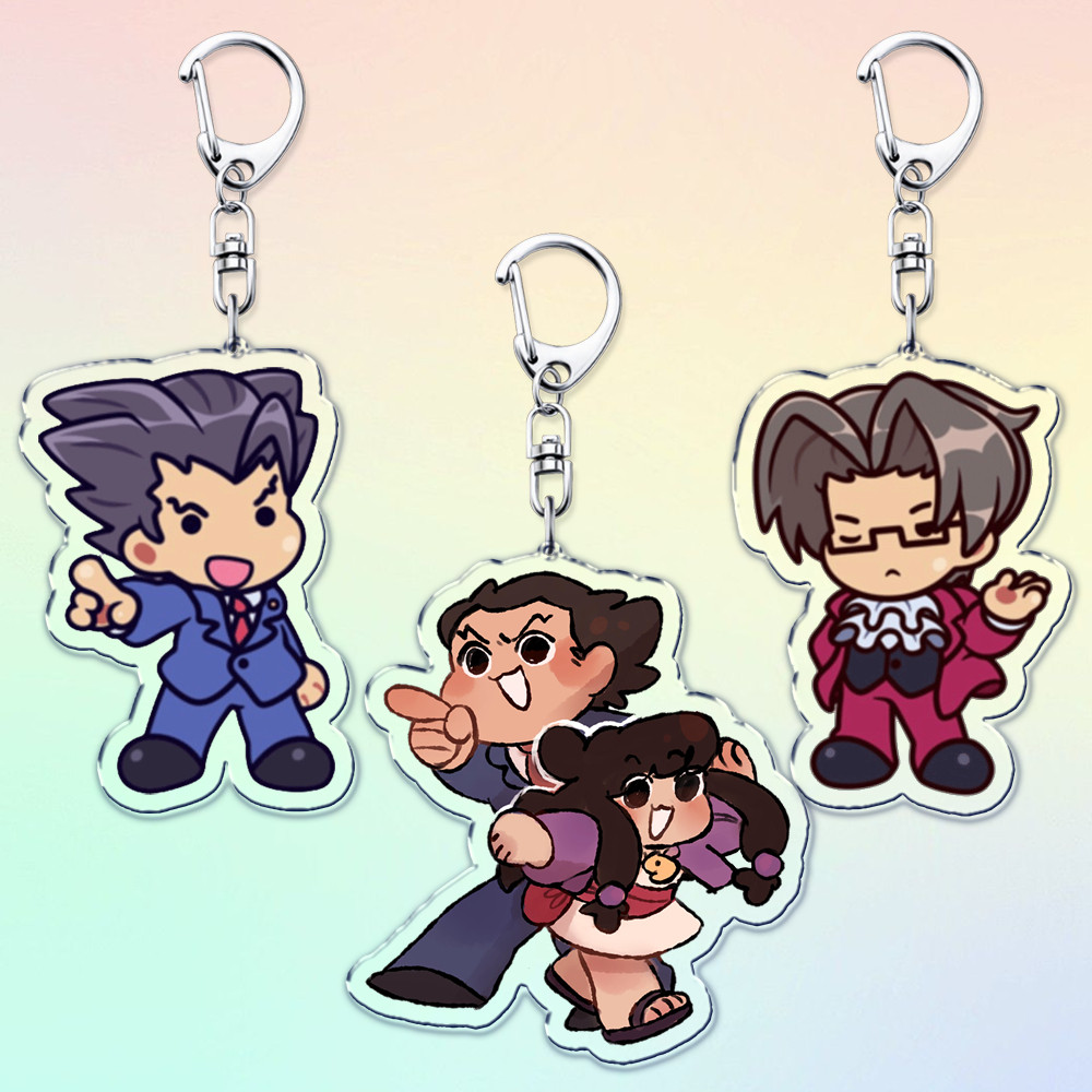 Anime Ace Attorney Keychain Accessories Bag Phoenix Wright Miles Edgeworth Maya Fey Apollo Justice K