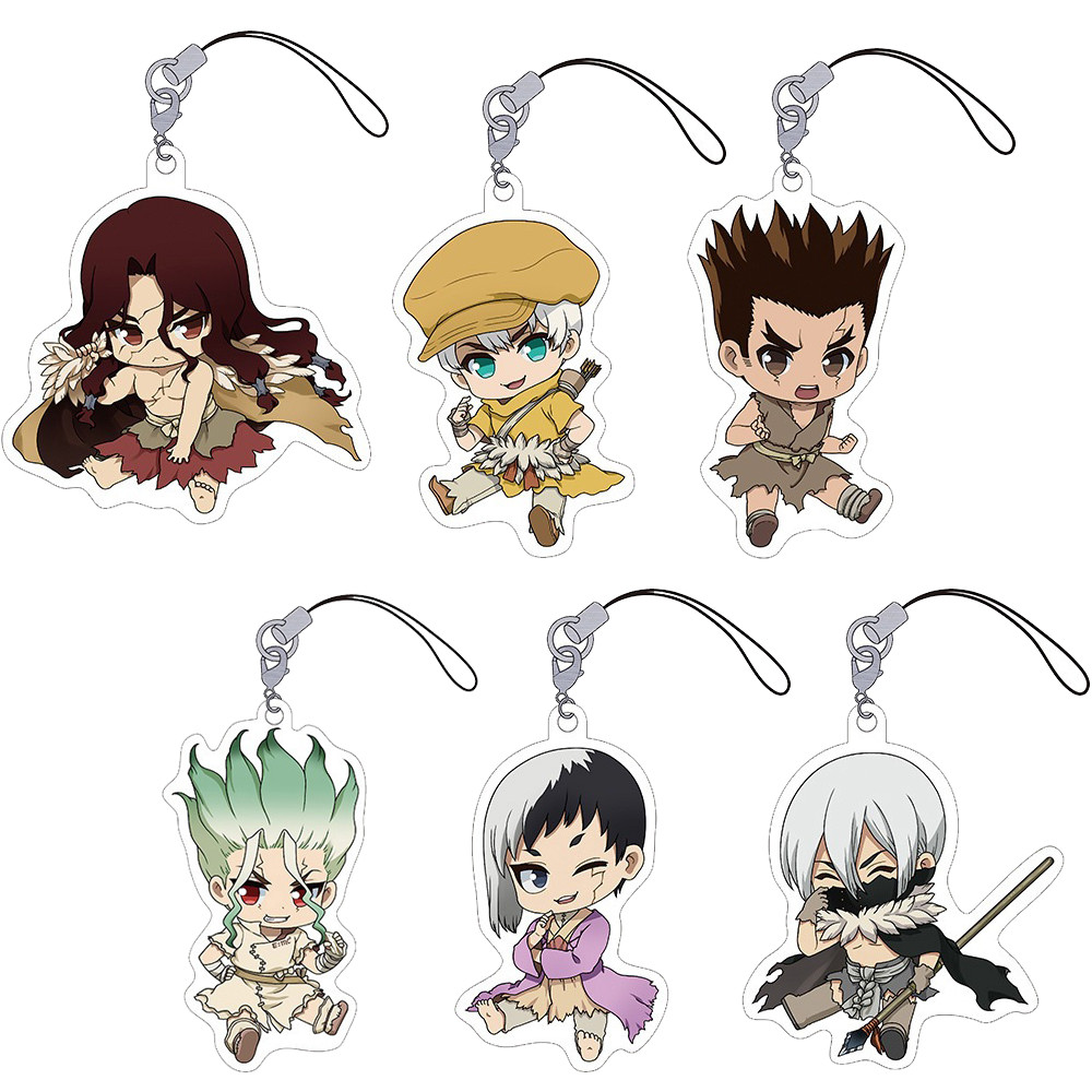 Anime Dr.Stone Acrylic Keychain Model Cosplay Charm Characters Senku Tsukasa Taiju Kuromu Ornament A