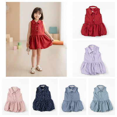 Váy sát nách mùa hè, cổ bẻ LITIBABY size 2 đến 10 tuổi PH1297