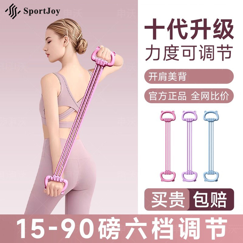 Bộ tập cơ lưng điều chỉnh được từ 15 đến 90 pound, gồm dây thun đàn hồi với 6 mức độ khó khác nhau