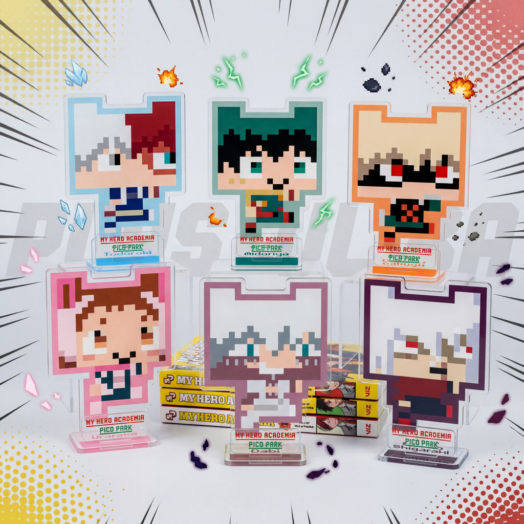 Anime 10CM Figure My Hero Academia Katsuki Bakugo Tomura Shigaraki Pixel Style Doll Acrylic Stands M