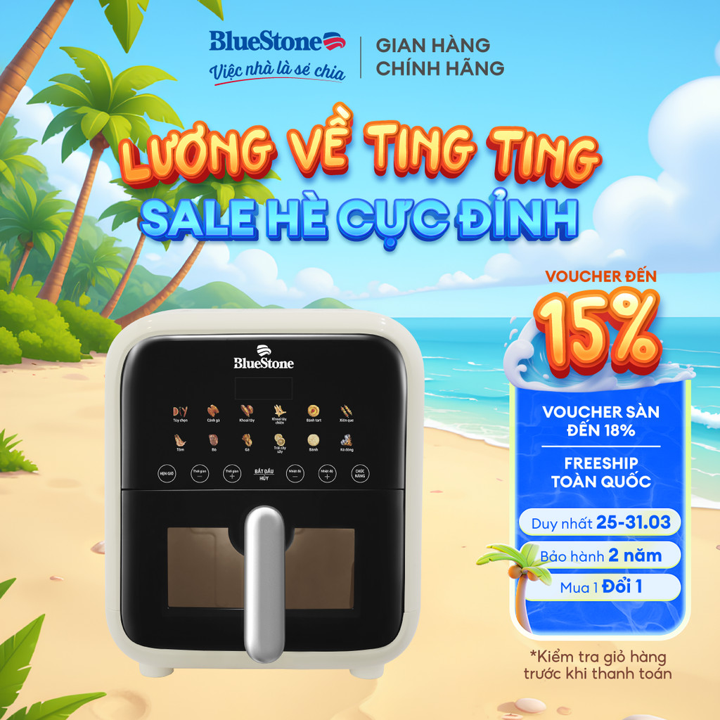 [LIVE] Nồi Chiên Không Dầu Điện Tử BlueStone AFB-5861 - 7 Lít - 1800W