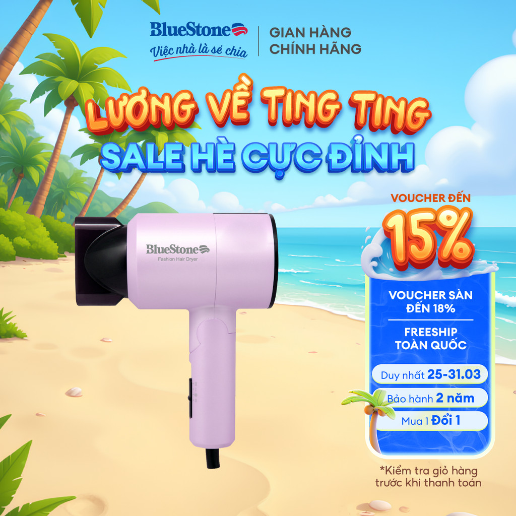 Máy Sấy Tóc BlueStone HDB-1827 | 1100W – Nhỏ Gọn – 3 Chế Độ Sấy – Bảo Vệ Tóc – Bảo Hành 2 Năm