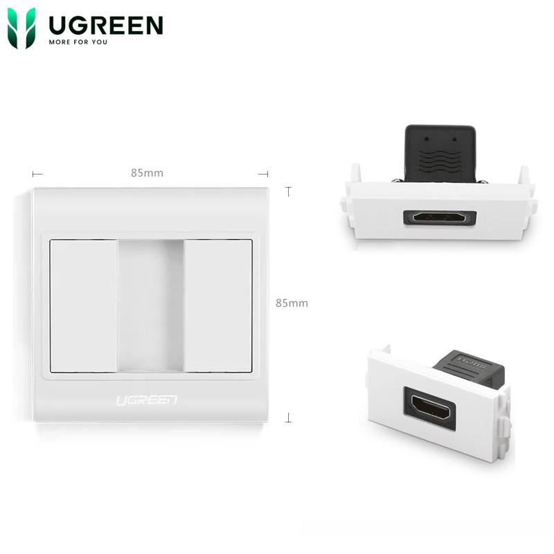 Đế nhân HDMI âm tường Ugreen 20317 20318 20316 MM113 Socket Outlet, dùng đế vuông 86*86