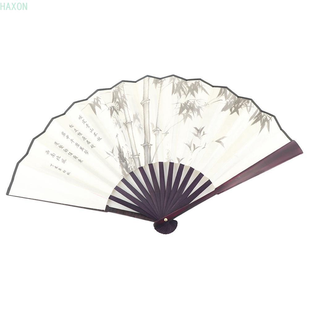 HAXON Gấp Quạt Lụa 1Pc Quà Tặng Mùa Hè Vũ Quạt Phong Cách Trung Hoa Nam Bỏ Túi Quạt Thủ Công