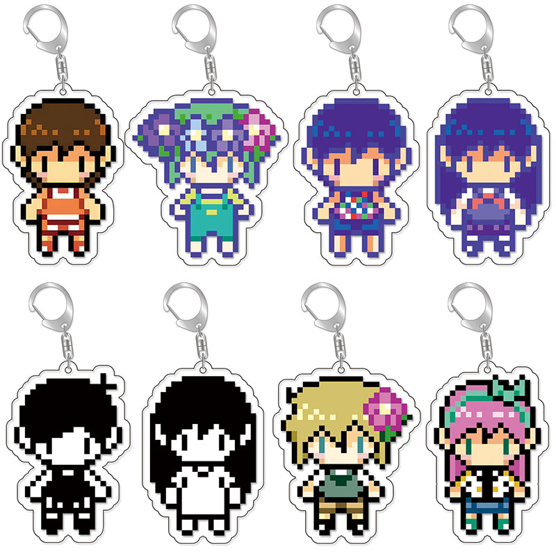 Cartoon Game Omori Keychain Pixel Figure Fun Creative Basil Kel Sunny Pendant Key Ring Chain Car