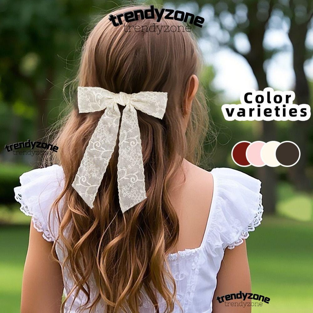 Kẹp tóc nơ thêu hoa phối ren Trendyzzone A0 - Thời trang cho nữ và bé gái