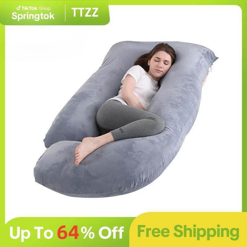 TTZZ Pregnancy Pillows, U-Shape Full Body Pillow, Removable Cooling Cover, Pregnancy Pillows for Sle
