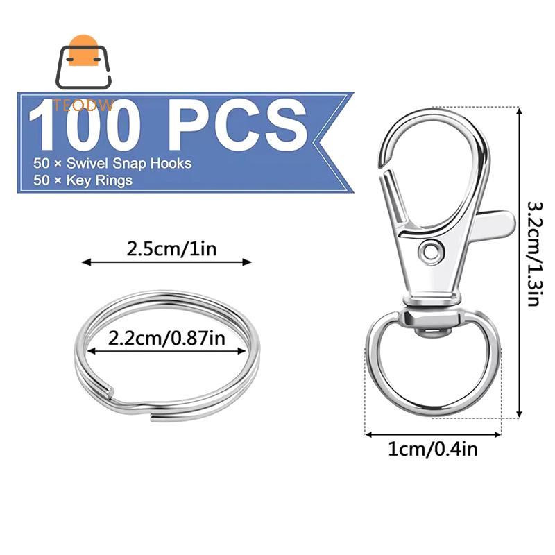 [TeOdw-t] 100 Chiếc Móc Khóa Móc Khóa Xoay Móc Khóa Móc Chụp Tôm Hùm Móng Vuốt Khóa, Móc Khóa DIY Tr