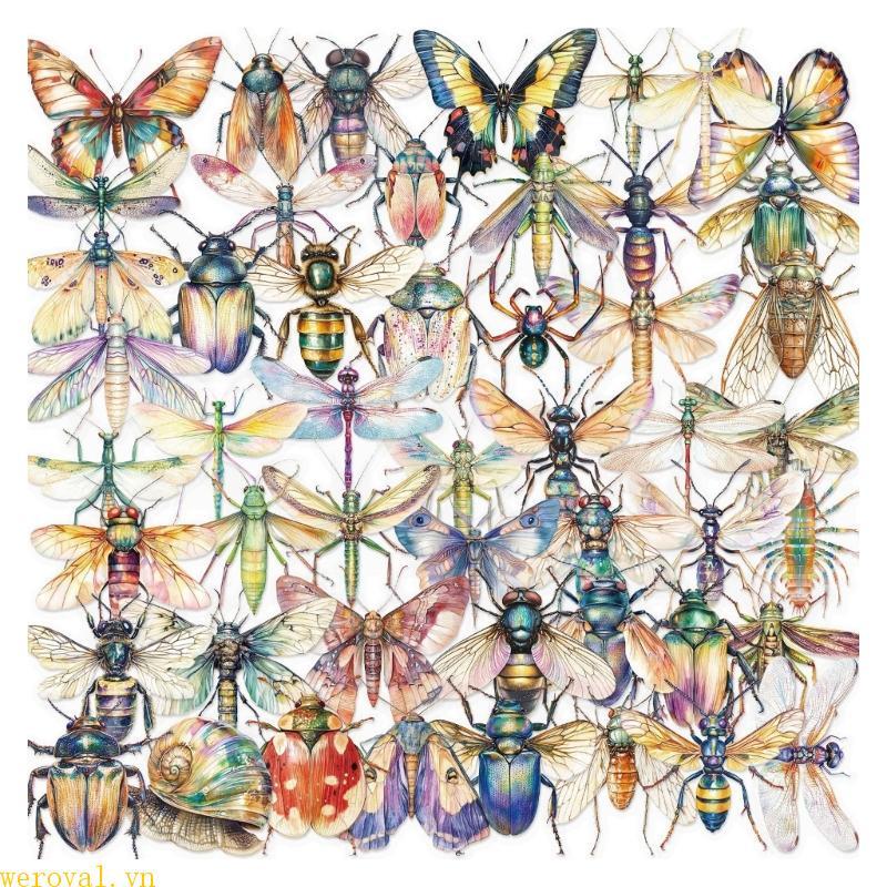 WER 50 tờ Nhãn dán màu nước côn trùng Nhãn dán Graffiti Nhãn dán trang trí