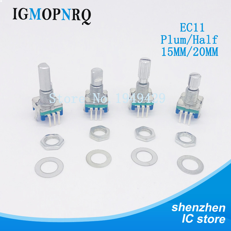 5 Chiếc EC11 Nửa / Trục Mai Bộ Mã Hóa Xoay Tay Cầm Chiều Dài 15 Mm / 20 Mm Mã Công Tắc / EC11 / Điện