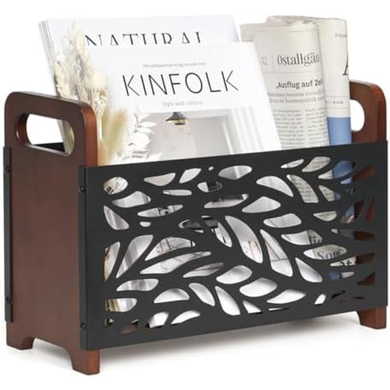 Hộp đựng tạp chí QILICHZ, Giá đựng tạp chí bằng gỗ, Hộp đựng hồ sơ tạp chí mộc mạc, Giỏ đựng tạp chí