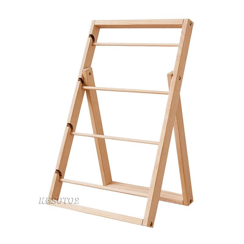 Dụng cụ sắp xếp ruy băng bằng gỗ, kệ để đựng ruy băng và ống chỉ