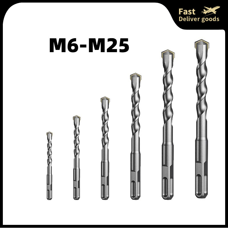 Mũi búa tác động Khoan mở rộng qua tường Xi măng Bê tông Mũi khoan có rãnh Bốn lỗ Mũi khoan vuông M6