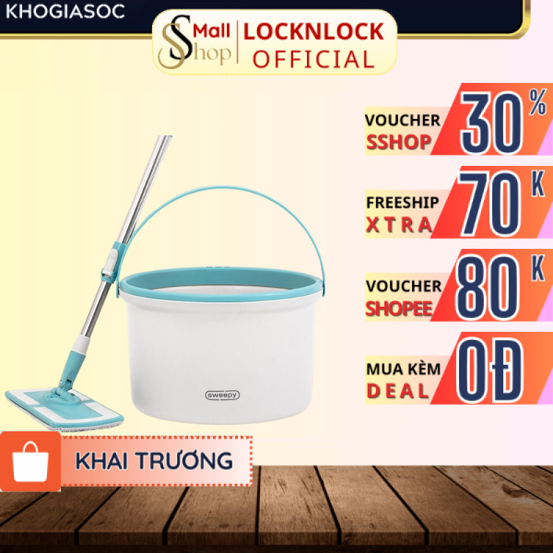 Bộ cây lau nhà thông minh LocknLock SWEEPY 2.5L Chính hãng tự động tách nước bẩn Màu trắng ETM973 - 