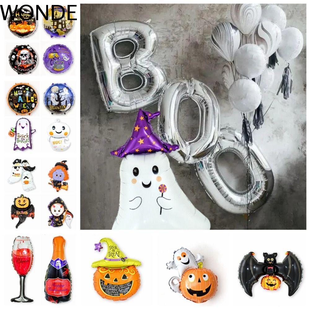 WONDE Bóng bay ma bí ngô Halloween, Chủ đề Halloween Tự niêm phong Halloween Bat Skull Balloons, Bí 