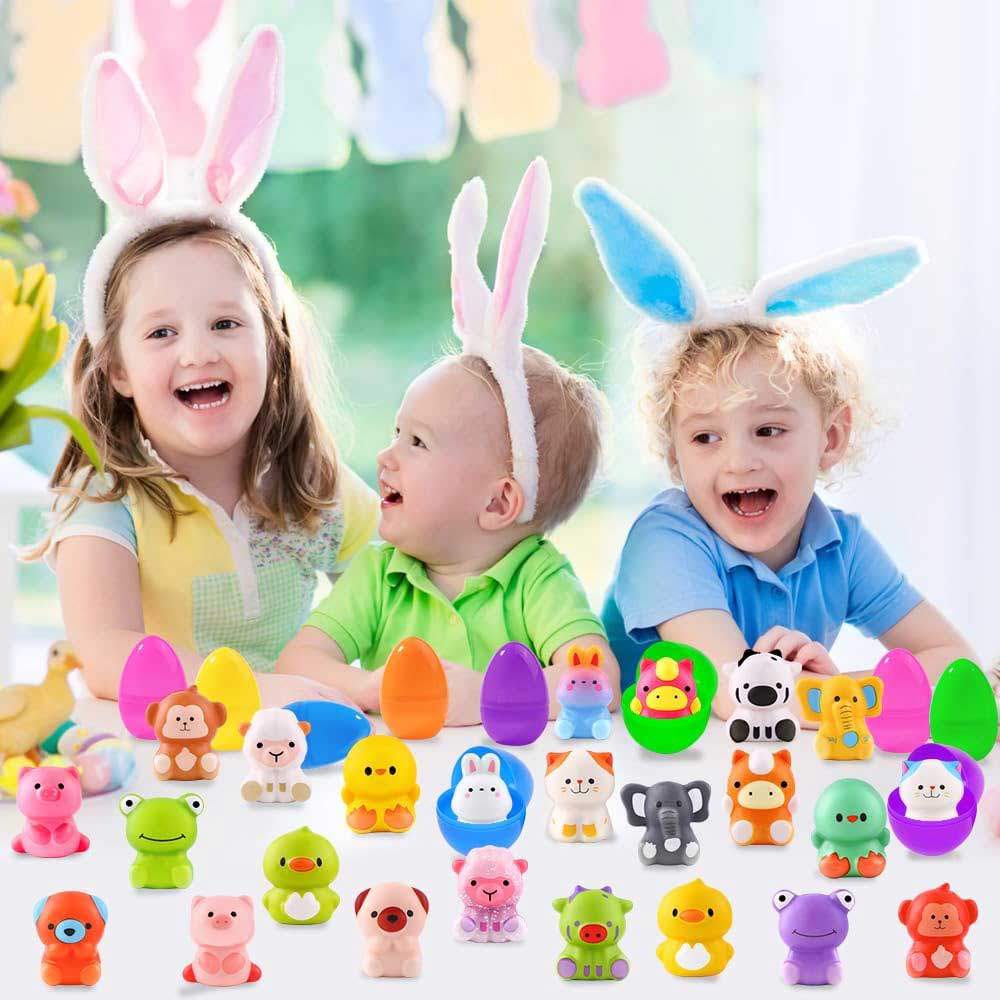 24 Pcs Prefilled Easter Eggs,Bright Colorful Easter Eggs Easter Basket Stuffers and Bathtub Toys Par
