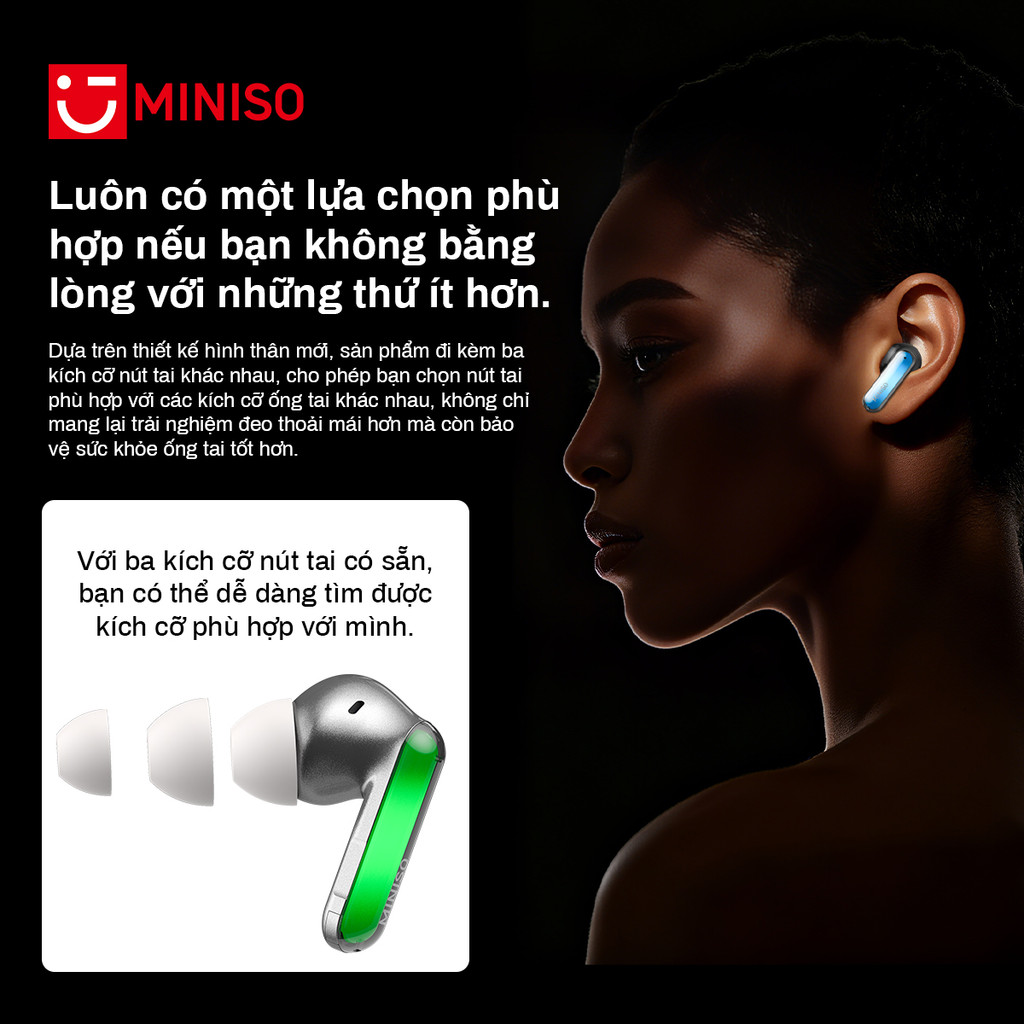 MINISO MS110 AI Tai nghe dịch thuật Video Chức năng phụ đề Bấm dài 2 giây ANC Chế độ khử tiếng ồn Tai nghe nhét tai có thể điều khiển Thiết kế dải đèn phát sáng Bluetooth 6.0 | BigBuy360 - bigbuy360.vn