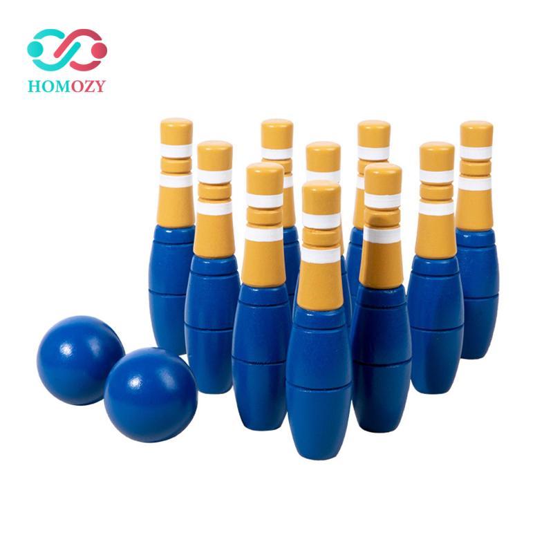 Bộ Bowling Bằng Gỗ Trẻ Em Bowling Đồ Chơi Chơi Bóng Chơi Giáo Dục Sân Sau Bowling Trò Chơi Đạo Cụ Ch