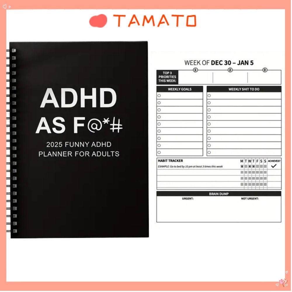 TAMATO ADHD Planner 2025, Cá Tính Hàng Tháng 2025 Ngộ nghĩnh ADHD Planner, Quà Tặng 12 Tháng Lịch Gi