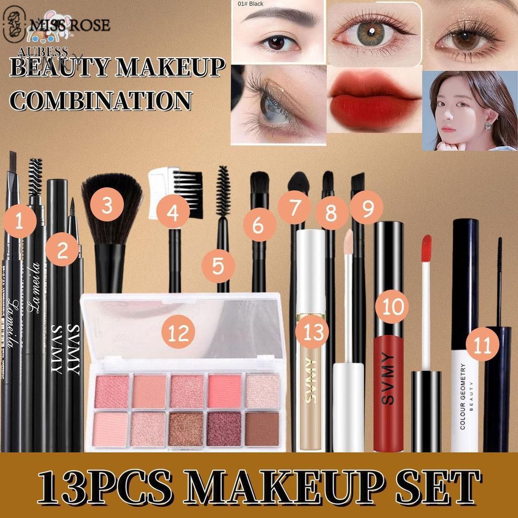 Bộ Trang điểm 13 Món Miss Rose LAMEILA Bao Gồm: 10 Màu Phấn Mắt + Kem Che Khuyết điểm SVMY + Son Bón